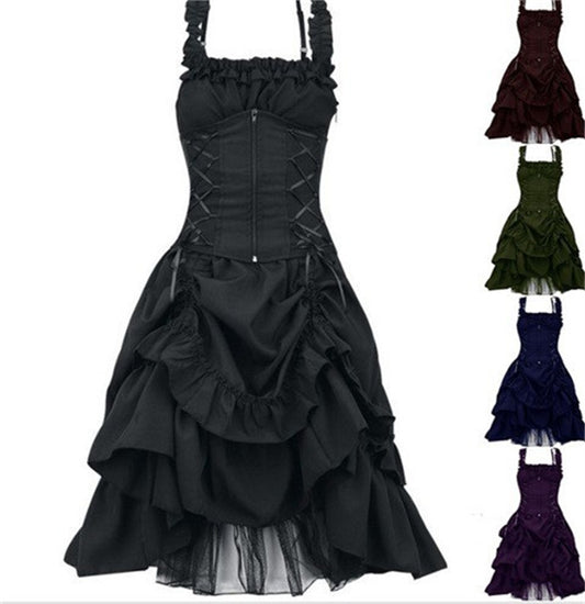 Slim Slimming Irregular Design Strappy Waist Dress