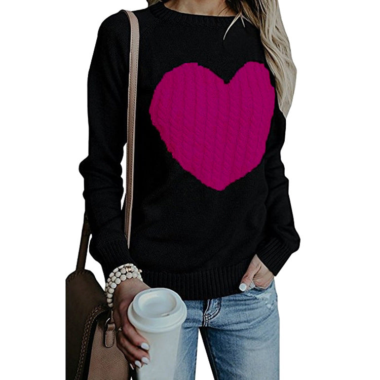 Love Printed Pullover Sweater For Women Solid Color Spring And Autumn Clothes Valentines Day
